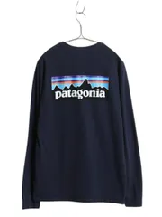 【お得なクーポン配布中!】 パタゴニア 両面 プリント 長袖 Tシャツ メンズ M / 古着 21年製 アウトドア ロンT ロングスリーブ ロゴT ボックスロゴ バックプリント 紺