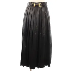 ダイアグラム Diagram ヴィーガンレザー スカート ロング プリーツ ブラック 36