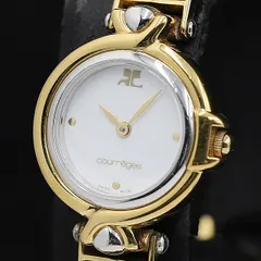 【稼働/美品】courregee クオーツ ブレスレットウォッチ ネイビー Pink Set】合金ブレスレット 女性用レザーブレスレットセット