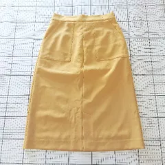 ◇ Θ ナノ ユニバース フロントスリット 膝下丈 タイト スカート サイズ縦 XS 横 M＋ マスタード系 レディース E  【1507230000217】