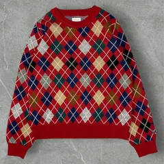 【新品】VAN ヴァン 長袖 ニットセーター アーガイル  FREE レッド 柄 KT60-D12-KG