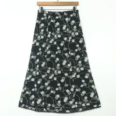 インゲボルグ★ロングスカート 黒系 サイズ3(9号) アクセサリー&花柄♪薄手 z15510