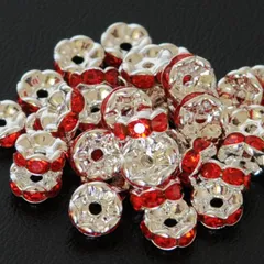 50個　波ロンデル　ライトサイアム　　(サイズ　5mm 6mm 7mm 8mm 、台座カラー　シルバー　ゴールド　選択可能) スペーサー　ブレスレット　アンクル　ネックレス　イヤリング　ピアス　ハンドメイド　アクセサリー　パーツ