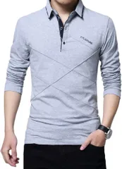 Lopis ポロシャツ メンズ 長袖 襟付き トップス おしゃれ 大人 無地 ビジネス カジュアル ゴルフウェア 大きいサイズ 着心地 快適(ライトグレー,  M)