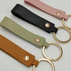 【合皮/キーリング】キーホルダー キーリング ゴールド キーケース 鍵 ブラウン くすみグリーン くすみピンク 複数購入可  鍵 緑色 鍵 キー キーリング ゴールド 合皮 茶色