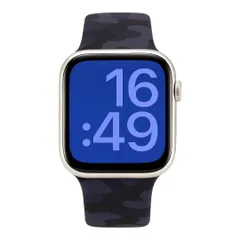 Apple Watch バンド ブルー×パープル迷彩柄 シリコン 38/40/41/42mm対応 Series1〜10・SE/SE2｜軽量 ダブルボタン仕様 スポーツタイプ