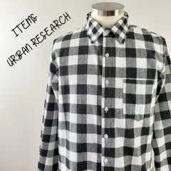 アイテムズアーバンリサーチブロックチェックフランネルシャツブラックホワイト38
