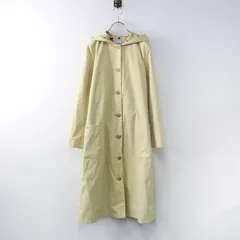 近年 マドモアゼルノンノン Mademoiselle NONNON 裏地総柄 フード ステンカラーコート L/ライトベージュ マット素材【2400014307504】