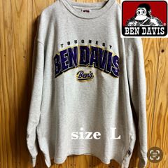 【古着】BEN DAVIS(ベンデイビス)スウェット L オートミール フロントロゴ トレーナー