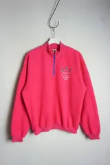 希少 80s 90s adidas アディダス フリース ジップアップ トラック ジャケット デサント製 ビンテージ ピンク サイズL 本物 427O★1