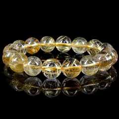  〔K5-11-6〕天然石 高品質タイチンルチルクォーツブレスレット！約46g約13mm