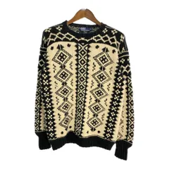 90年代 Polo by Ralph Lauren ポロ ラルフローレン ハンドニット リネン コットン ニット セーター ネイティブ (メンズ XL) 古着 T3101