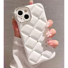 大人 きらきら 可愛い 凸凹 スマホケース カバー ソフト キルティングデザイン キルティングケース レディース 女性 かわいい カワイイ シルバーストーン シルバー アイホンケース アイフォンケース お洒落 アイフォン13用ケース キルティング (ホワイト