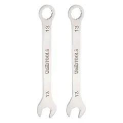 uxcell 2個 コンビネーションスパナ ラチェットレンチ 薄型スパナ メトリック 13 mm ステンレススチール製 トルクスエンドボックス 15度オフセット オープンエンド シルバートーン