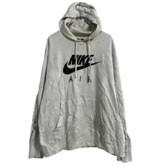 NIKE プリントスウェット パーカー XL オフホワイト ナイキ スポーツ プルオーバー 裏起毛 ビッグサイズ 古着卸 アメリカ仕入 a702-6702