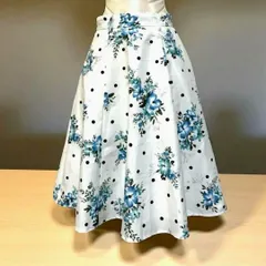 美品！リランドチュール Rirandture 花柄ドット フレアスカート／0 S