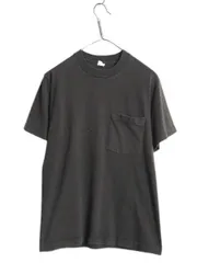 【お得なクーポン配布中!】 80s USA製 フルーツオブザルーム ポケット付き 無地 半袖 Tシャツ メンズ M 小さめ S 程/ ヴィンテージ シングルステッチ ポケT 耳付き 黒