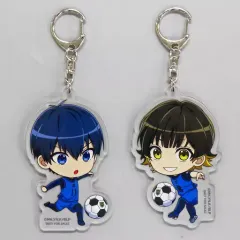 【中古】キーホルダー 潔世一＆蜂楽廻 描き起こしちびキャライラスト使用アクリルキーホルダー2個セット 「Blu-ray ブルーロック 特装限定版 第1巻」 アニメイト購入特典