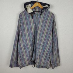 Link Stitch North Marine Drive フーデッドジャケット 総柄 ストライプ マルチカラー メンズ 古着 アメカジ ブルゾン　ストリート