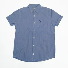 abercrombie アバクロンビー チェック柄半袖シャツ キッズ服 ブルー系 ワンポイント XL(16) B202507