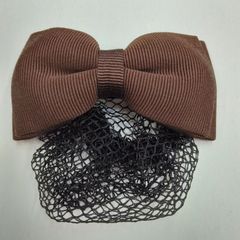 ●98 グログランリボンソフトヘアクリップ バレッタ ネット付き グログランリボン シンプル お団子 シニヨン まとめ髪 ヘアアクセ  女性 大人 おしゃれ かわいい