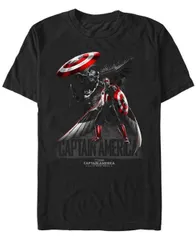 【送料無料】 マーベル メンズ Tシャツ トップス Men's Captain America Brave Pose Short Sleeve T-Shirt Black