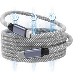 Magtame タイプcケーブル 磁石自動収納 240W/5A急速充電 type-cケーブル QC4.0/PD3.1対応 金属製コネクタ 二重ナイロン 1.5M