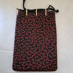 印傳信玄袋　印伝  巾着袋　巾着　印傳   合切袋　信玄袋   蜻蛉柄　トンボ柄　とんぼ　赤黒　伝統工芸