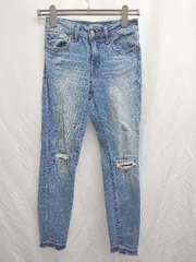 ◇ AZUL BY MOUSSY マウジー ダメージ加工 カットオフ ジーンズ デニム パンツ サイズS ライトブルー レディース P  【1406240024377】