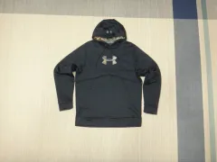 (M/95) アンダーアーマー メンズ ビックロゴ 裏起毛 フーディー Tシャツ ブラック