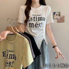 【美品・未使用新品】半袖ですプリント文字不規則半袖Tシャツ
