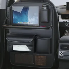 新品 Hopeholic 車 テーブル 後部座席 【改良モデル】 車用シートバックポケット 後部座席収納 シートバックテーブル ティッシュケース ドリンクホルダー 収納 キックガード 汚れ防止 カー用品 便利グッズ 折りたたみテーブル付き ブラック