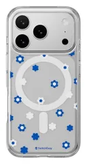 SwitchEasy iPhone 17 Pro対応 クリア花柄 MagSafe 耐衝撃ケース Style M ブルー
