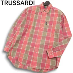 TRUSSARDI JEANS トラサルディ 通年★ 長袖 ボタンダウン チェック シャツ Sz.50 メンズ 大きいサイズのサムネイル