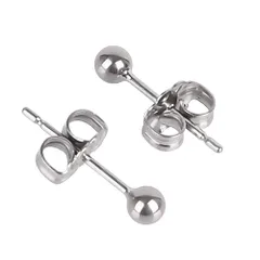 VGACETI 丸玉ピアス 純チタン 金属アレルギー対応 安心 レデイーズ ハイ ポリッシュ セカンドピアス ツッケばなし3.0mm 輝くグレー