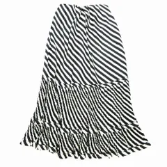 SPORTMAX スポーツマックス マックスマーラ ストライプ柄 ロング フレア プリーツ スカート ブラック サイズM レディース 【中古】