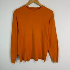 United Colors Of Benetton ユナイテッドカラーズオブベネトン ロンT 長袖Tシャツ クルーネック 無地 シンプル オレンジ Sサイズ メンズ 古着 カジュアル イタリア製