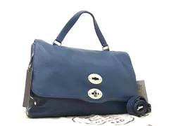 ■極美品■ ZANELLATO ザネラート ポスティーナ レザー 2WAY ハンドバッグ ショルダー レディース ネイビー系 FT0553のサムネイル