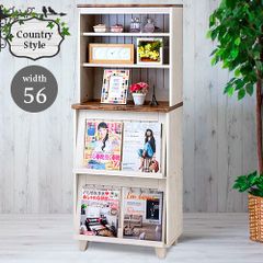 AKU1009456 Cabinet, 60cm wide, white, wooden, country style, flap door type, flap cabinet, with flap door, 40cm deep, 150cm (151cm) high, Nordic, antique, vintage, stylish, open rack, French
