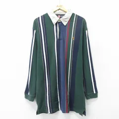 L/古着 ラルフローレン チャップス 長袖 ブランド ラガー シャツ メンズ 90s ワンポイントロゴ 鹿の子 ロング丈 コットン 緑他 グリーン ス