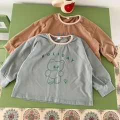 かわいい長袖Tシャツ２色【80.90】ブルー　ブラウン　ロンT　かわいい　秋　トップス　ベビー