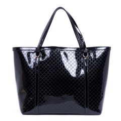 GUCCI グッチ トートバッグ 黒 マイクログッチッシマ パテント レザー A