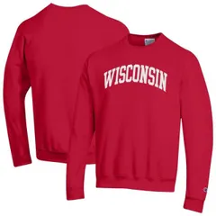 【送料無料】 チャンピオン メンズ Tシャツ トップス Men's Champion Red Wisconsin Badgers Basic Arch Fleece Pullover Sweatshirt Wis Red