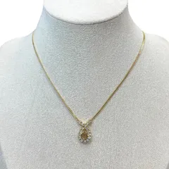 ✨美品✨Christian Dior　クリスチャンディオール　ロゴモチーフ　ラインストーンネックレス　ゴールド　ペンダント