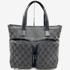 10％OFF!!!セール【6/11まで】GUCCI グッチ 002・1080 ハンドバッグ GGキャンバス 2ポケット レザー ブラック レディース メンズ