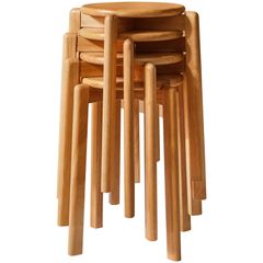 【新着商品】スタッキングスツール 丸型 曲木チェア 木製 椅子、バーチェア、リビングルーム、ダイニングルーム、キッチン、教室のためのスタッキング可能なスツール、27×27×45CM 木製曲脚椅子、スツール しぜんしょく 4pcs JPHBD026N-4 YMY