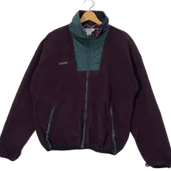 Columbia コロンビア  90年代 90’s ヴィンテージ フリースジャケット ナイロン切替 Y2K ライトアウター ワンポイント刺繡 オーバーサイズ ビッグシルエット ワインレッド グリーン