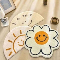 手書き風 ラグ | 韓国 カーペット ミニラグ 装飾 撮影道具 お花 淡色