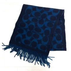 182◎ COACH マフラー シグネチャー ネイビー レディース