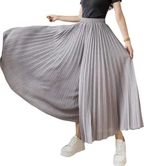 newNE ニューネ シアー スカーチョ ワイドパンツ 透け感 プリーツ レディース(グレー,  M)